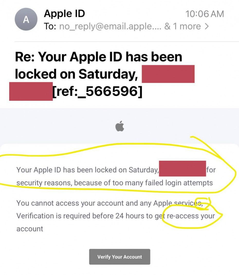 Мошенники массово рассылают пользователям Apple фальшивые уведомления о блокировке аккаунтов Apple ID